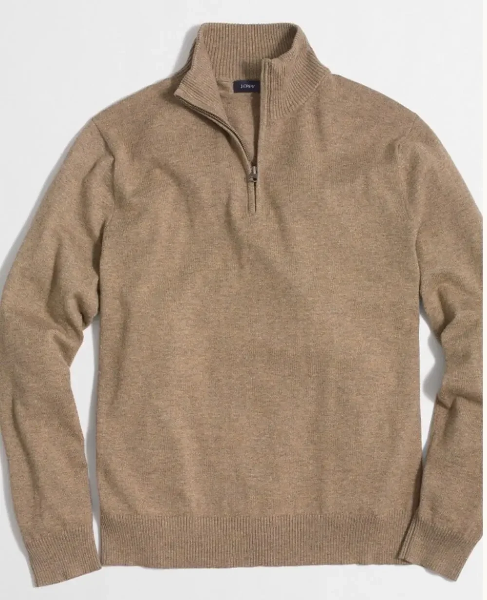 J. Crew men’s merino wool cotton blend 1/4 zip size large brown